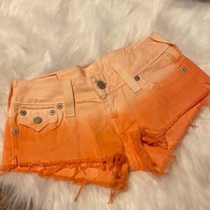 Ombré Orange True ReligionJoey Cut off shorts